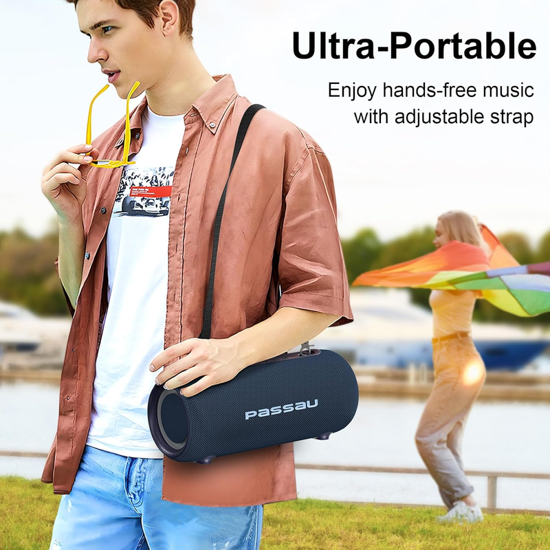40W Bluetooth Speaker, Deep Bass, IPX5, RGB Lights, All-Day Playtime, Blue2