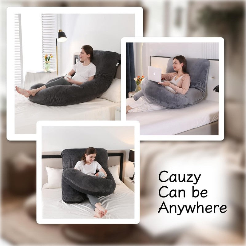 Pregnancy Full Body Maternity Pillow 57" Sleep Support Black Grey Velvet6