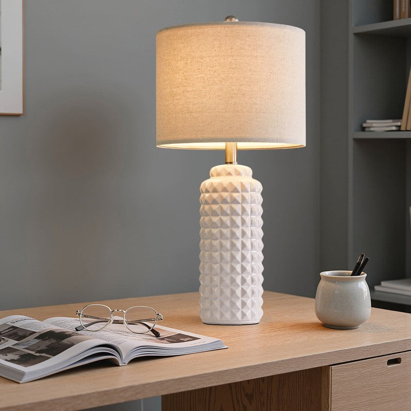 Set of 2 Modern Ceramic Table Lamps 24.5" for Bedroom & Living Room White5