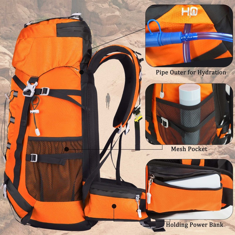 60L Travel Hiking Camping Backpack with Rain Cover, Backpack Water Resistant,Cli3