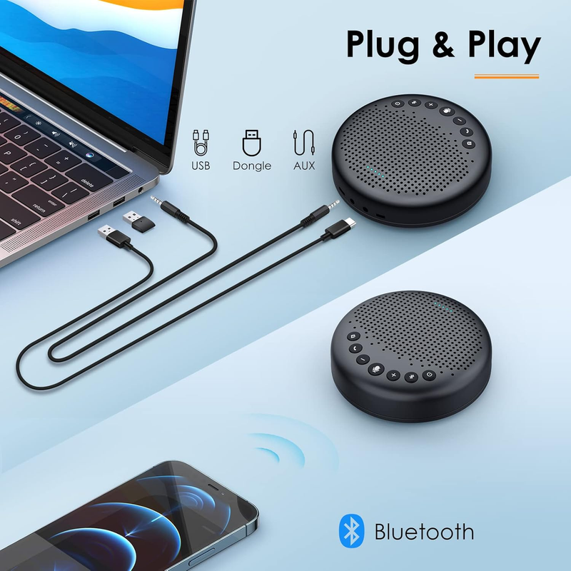Conference Speaker and Microphone Luna 360° Voice Pickup W/Noise Reduction/Mute/6