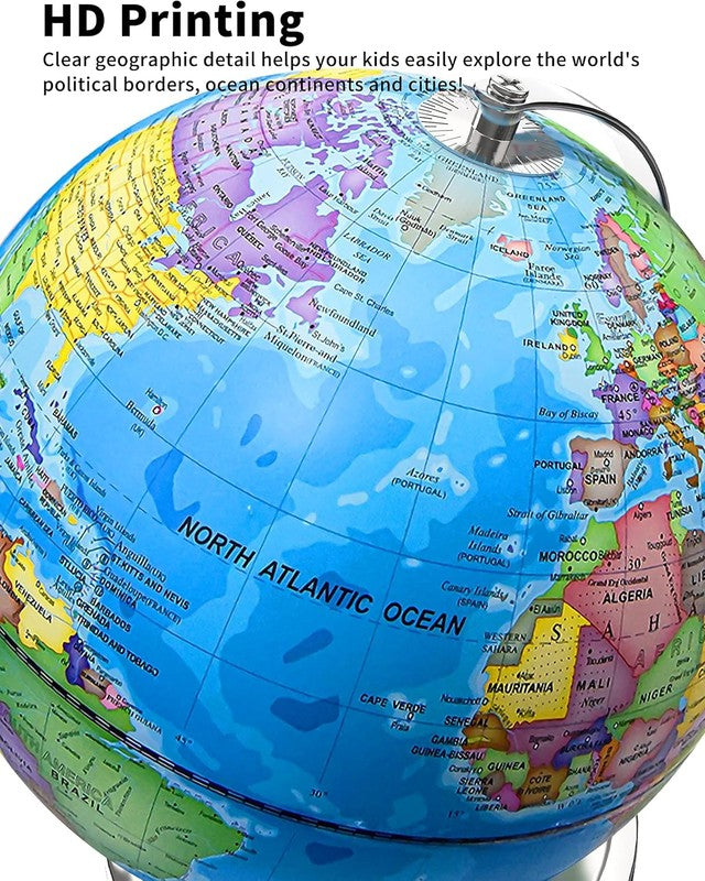 9in Illuminated World Globe w/ Stand LED Constellation Night Light Base3