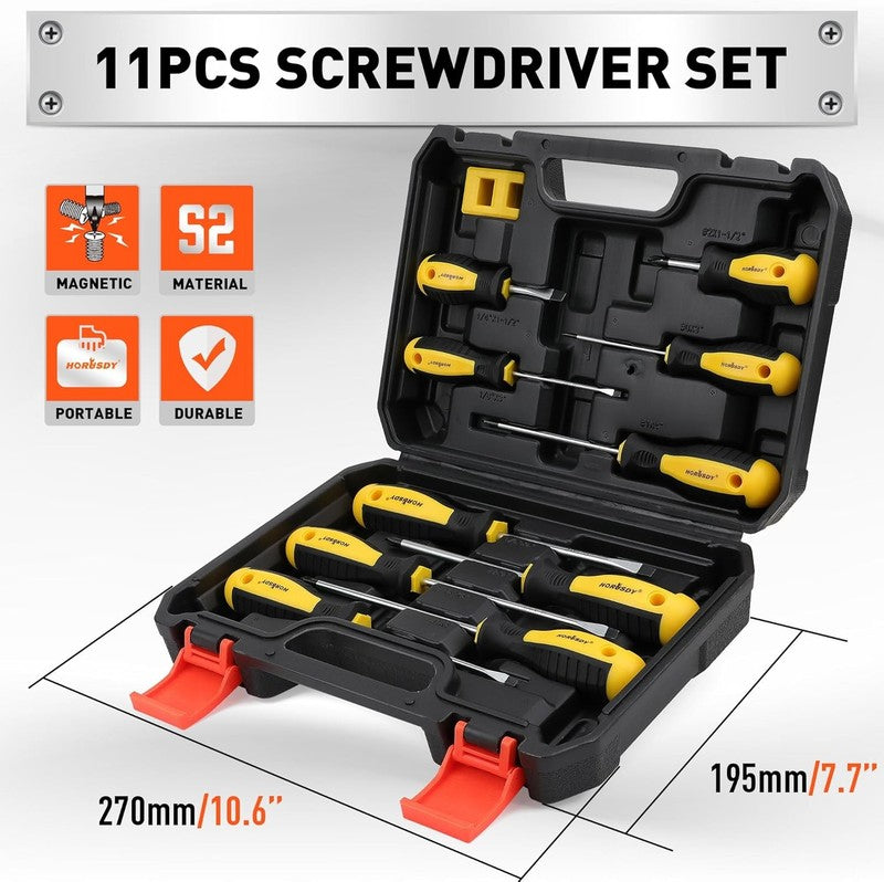 Magnetic 11 Piece Screwdriver Set with Case   Phillips & Flat Head Tips4