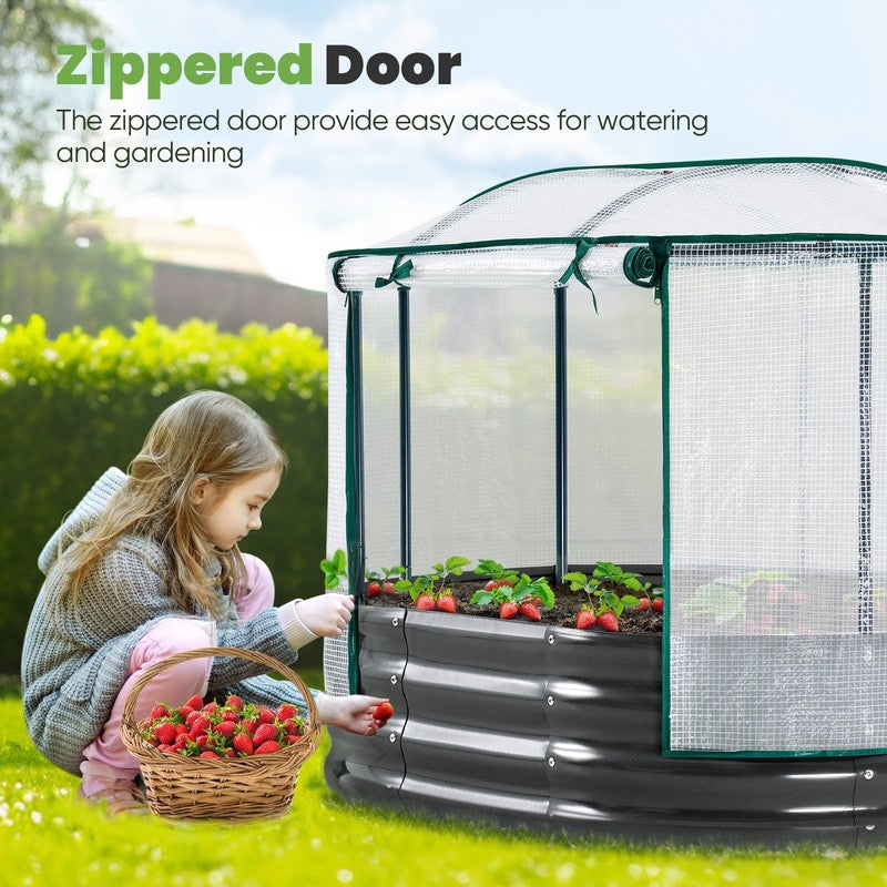 4X3X1 Ft Raised Garden Bed with Cover Galvanized Steel Metal Planter Garden Box 7