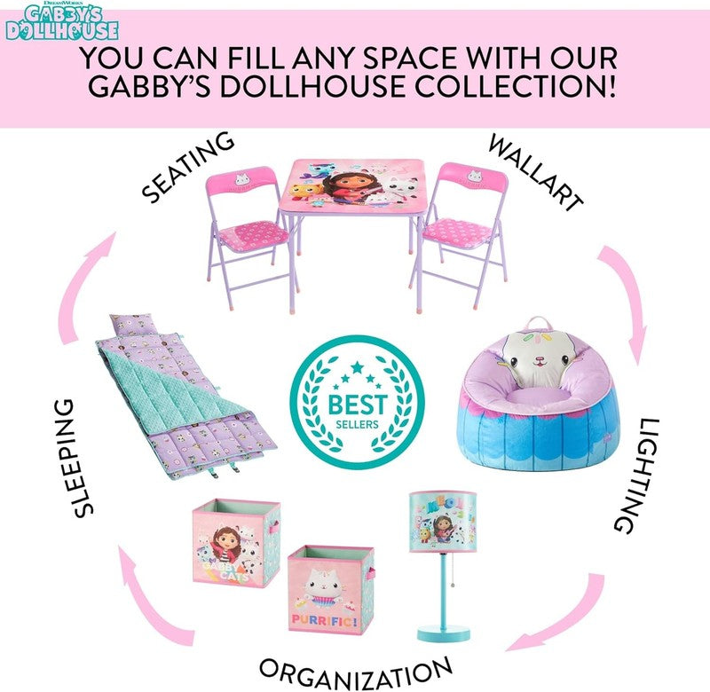 Gabbys Dollhouse 19” Toddler Saucer Chair Folding Kids Seat Cushion 3+6