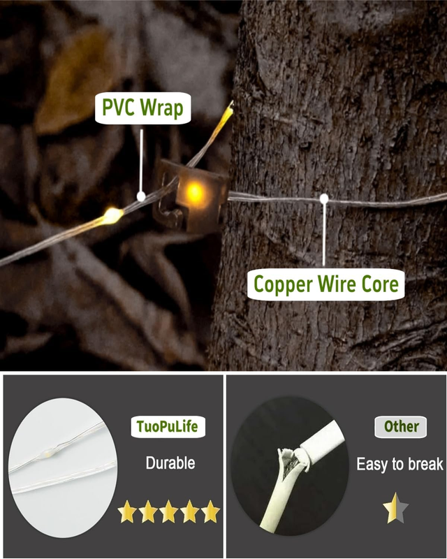 Solar Camping String Lights 39.4ft Waterproof Tent Lantern 8 Modes6
