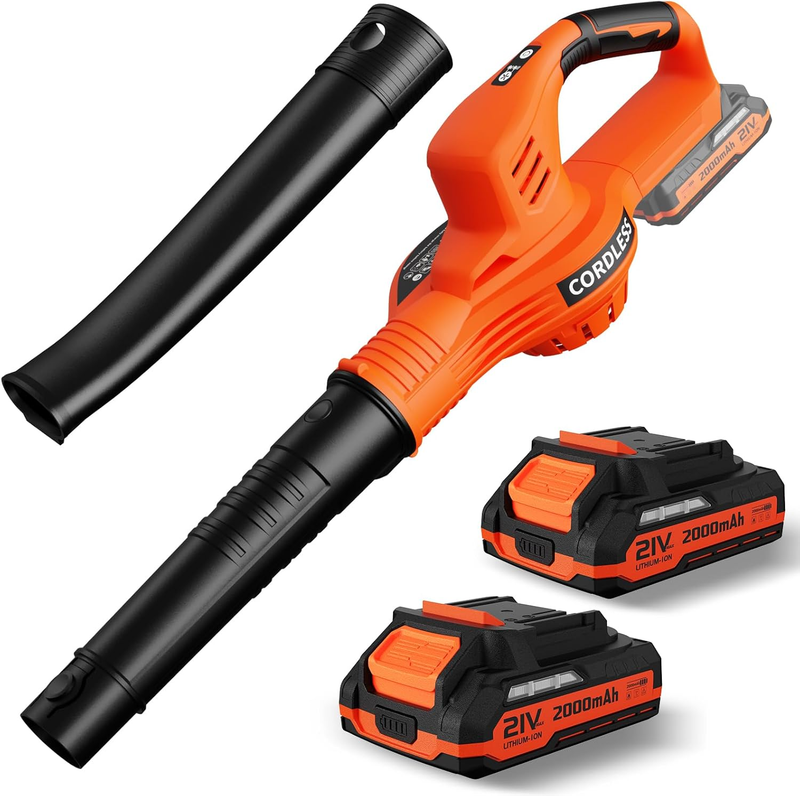 Cordless Leaf Blower 21V 2 Speed w/ 2 Batteries & Charger Lightweight0