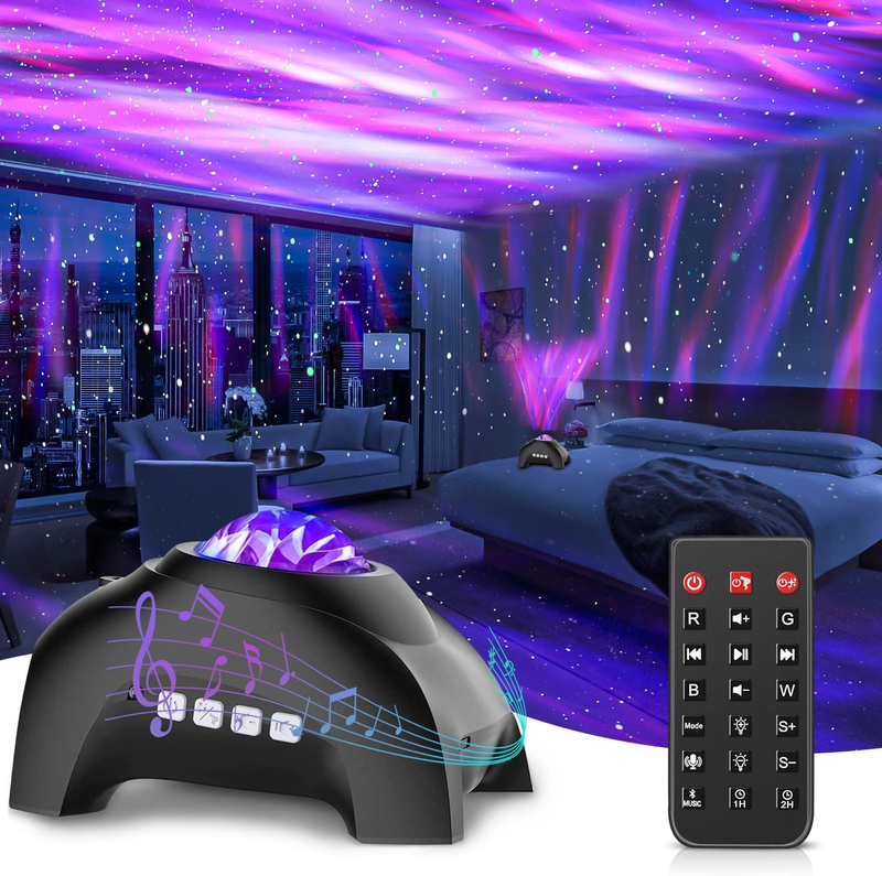 Star Projector Aurora Lights w/ Bluetooth Speaker White Noise Remote Night Light6