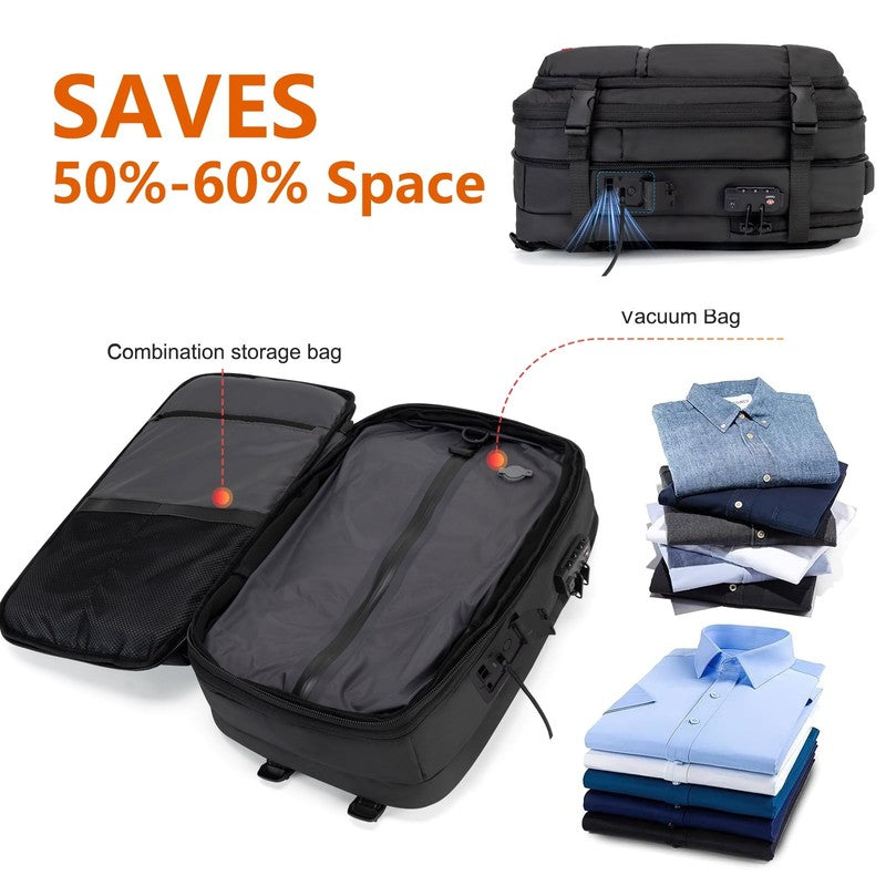 80L Vacuum Travel Backpack Built-In Pump TSA Lock Water Resistant Carry On6