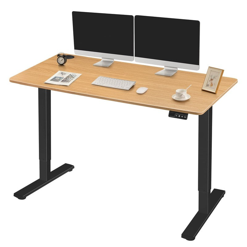 48"×24" Electric Height Adjustable Standing Desk T Shaped Metal Black/Wood4