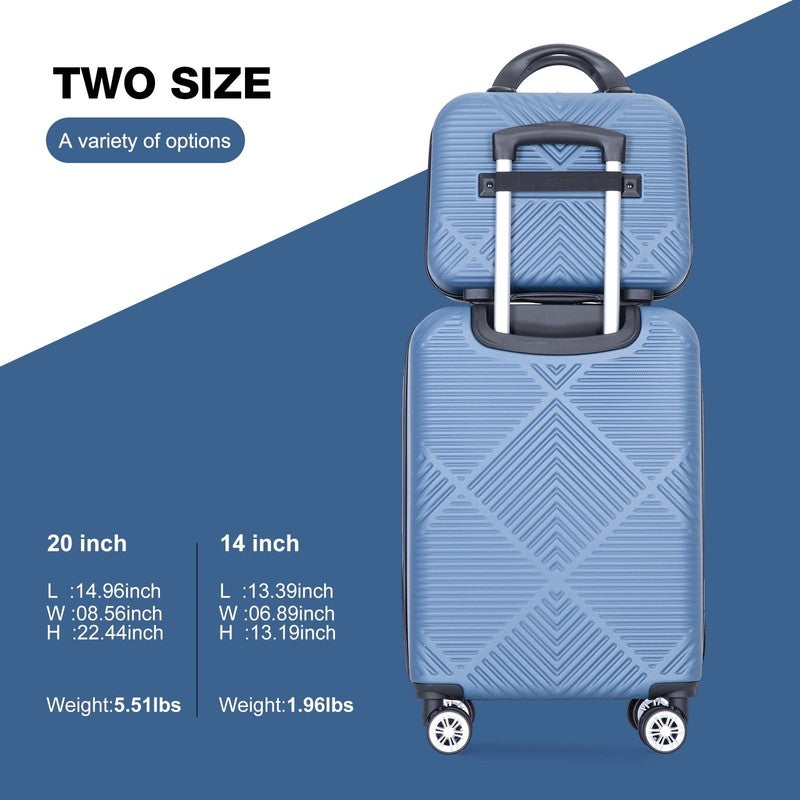 2 Piece Lightweight Hardside Luggage Set with Spinner Wheels   Blue1