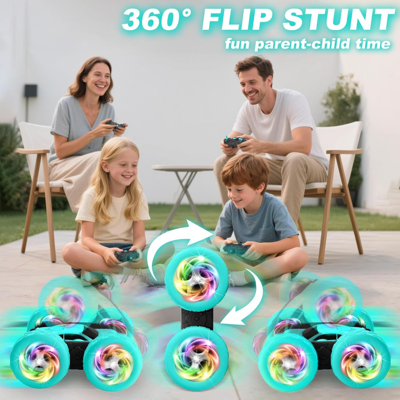 Remote Control Car for Girls 4WD Stunt Car 360 Flips RGB Lights 6+4