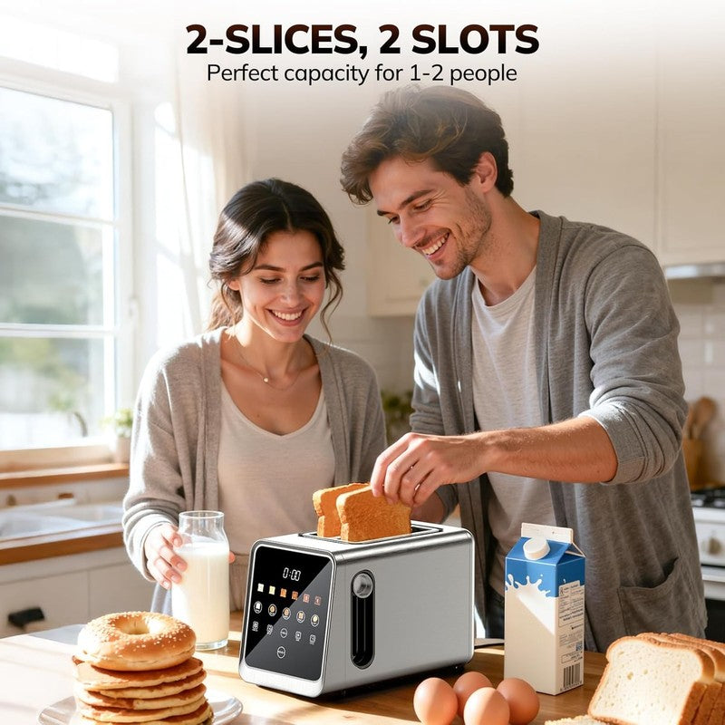 2-Slice Digital Smart Toaster Touchscreen Reheat Defrost Bagels Bread SS6