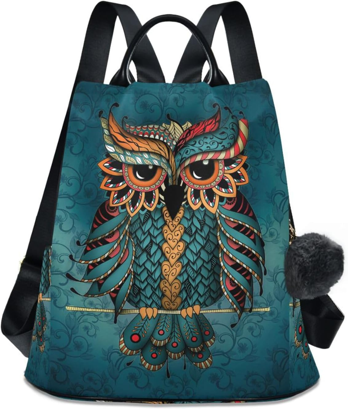 Women Owl Print Backpack Ethnic Anti Theft Fashion Shoulder Bag Backpack0
