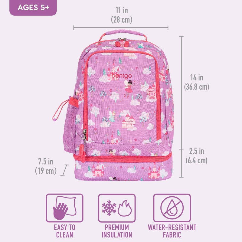 Kids Prints 2 In 1 Backpack & Insulated Lunch Bag   Pink Fairies4