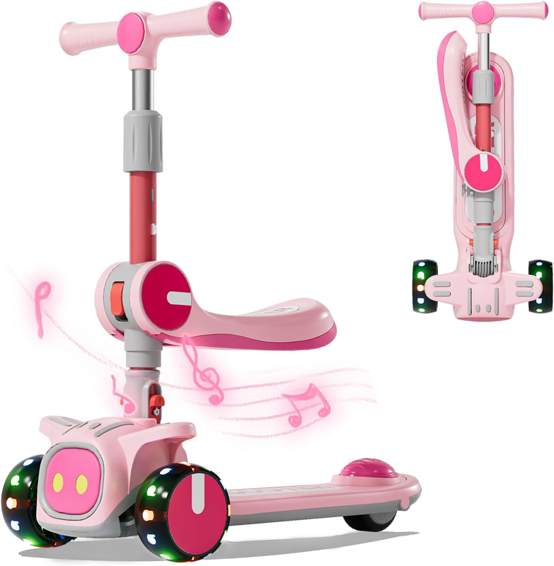 2 in 1 Kids 3 Wheel Scooter Adjustable Seat & Handlebar Non Slip Deck Ages 3 88