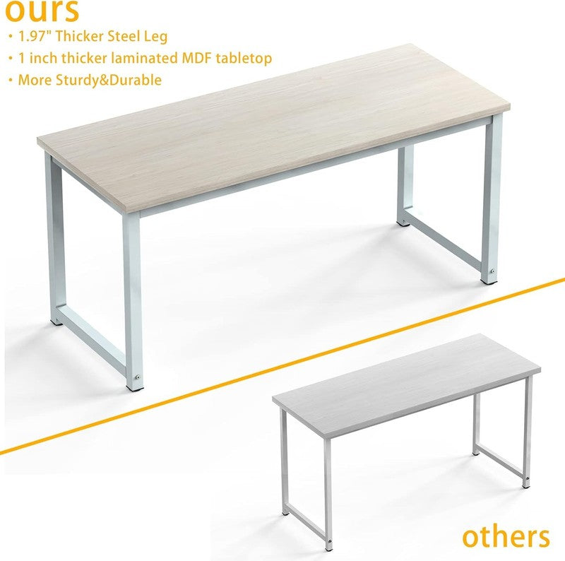 63'' Large 2 Person Office Desk Wide Computer Writing Desk White Oak4