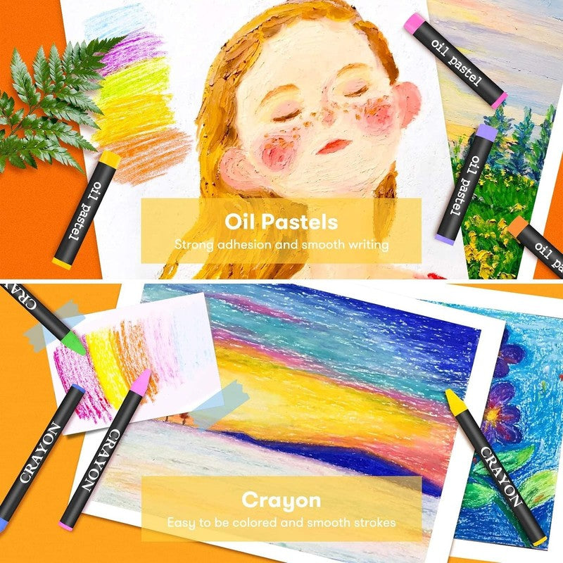 Art Supplies, 150-Pack Deluxe Wooden Art Set Crafts Drawing Painting Kit with 2 3