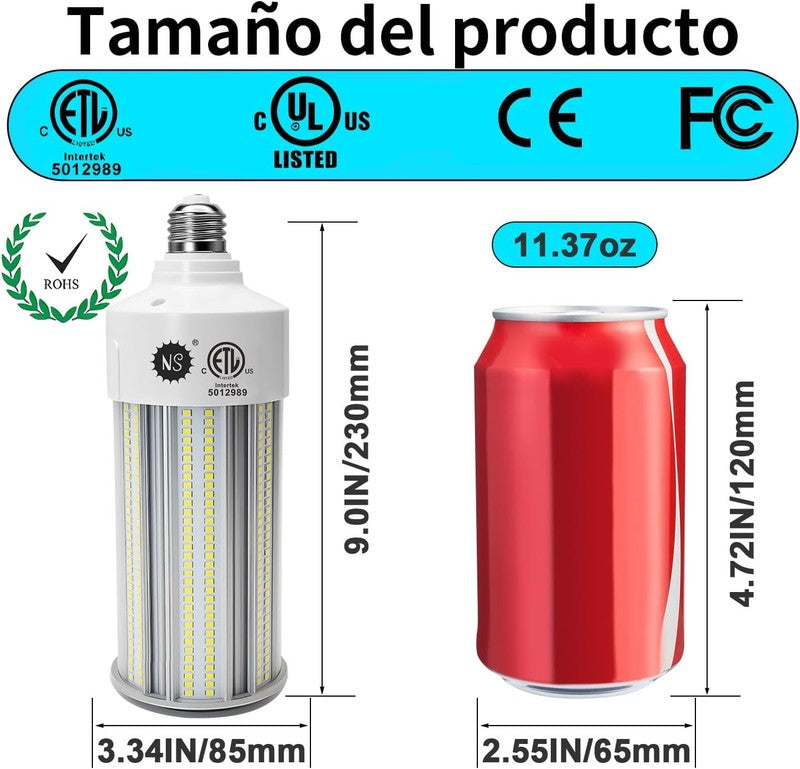 100W LED Corn Bulbs, 1000W Equivalent, 15,000Lm 5000K Daylight, E26/E39 Base, No1
