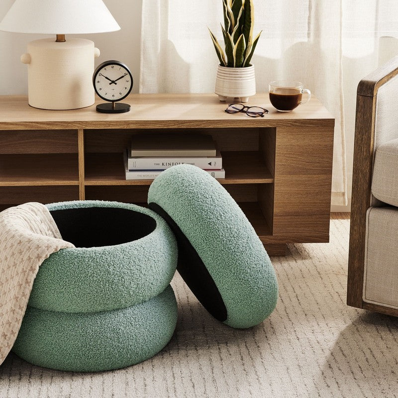 Boucle Cloud Storage Ottoman, Sage11