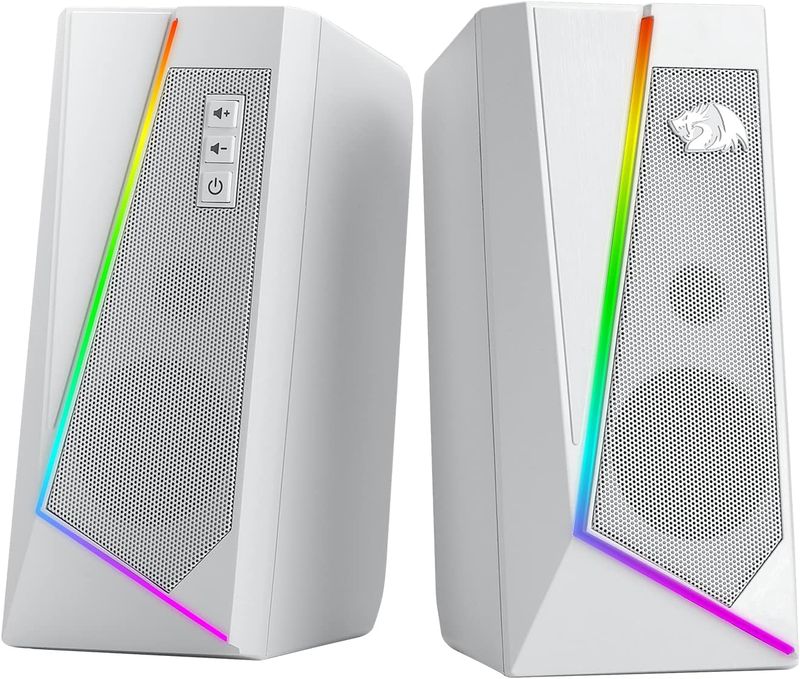 GS520 RGB Desktop Speakers 2.0 USB PC Stereo LED 6 Modes 3.5mm White0