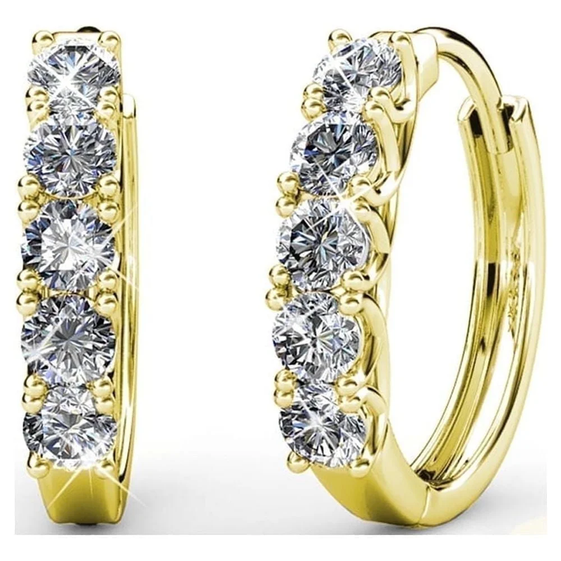Bethany 18K Yellow Gold Plated 15Mm Hoop Earrings with Crystals for Women10