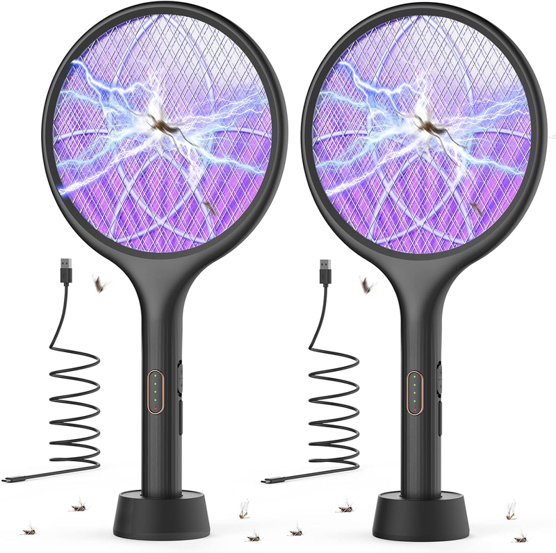 Electric Fly Swatter Bug Zapper Racket 4000V LED Screen Dual Modes Fly Zapper Re9