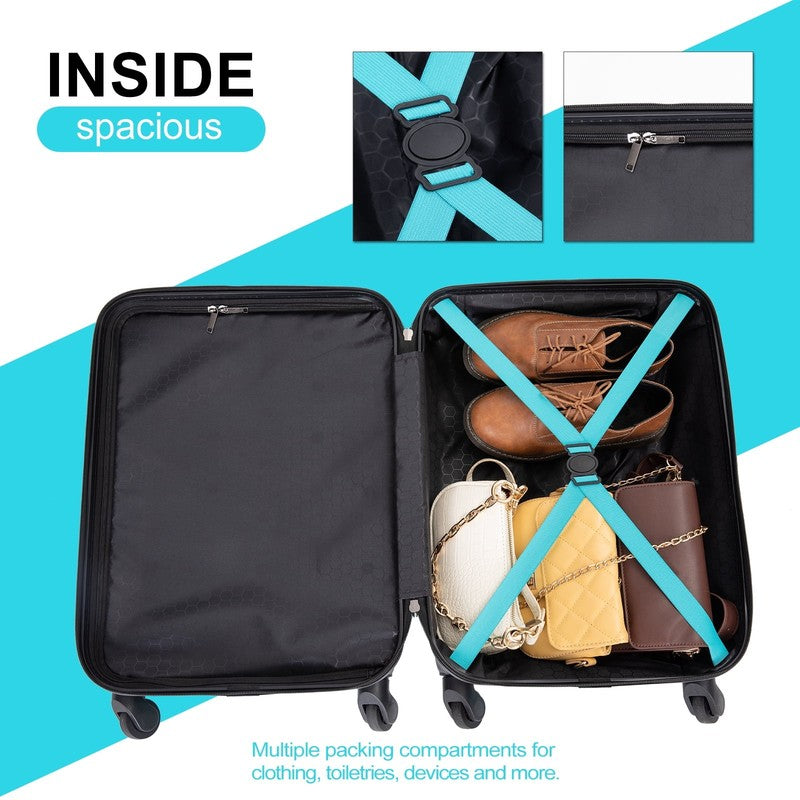 Light Blue 20" Hardshell Carry On Luggage with Spinner Wheels   Light Suitcase3