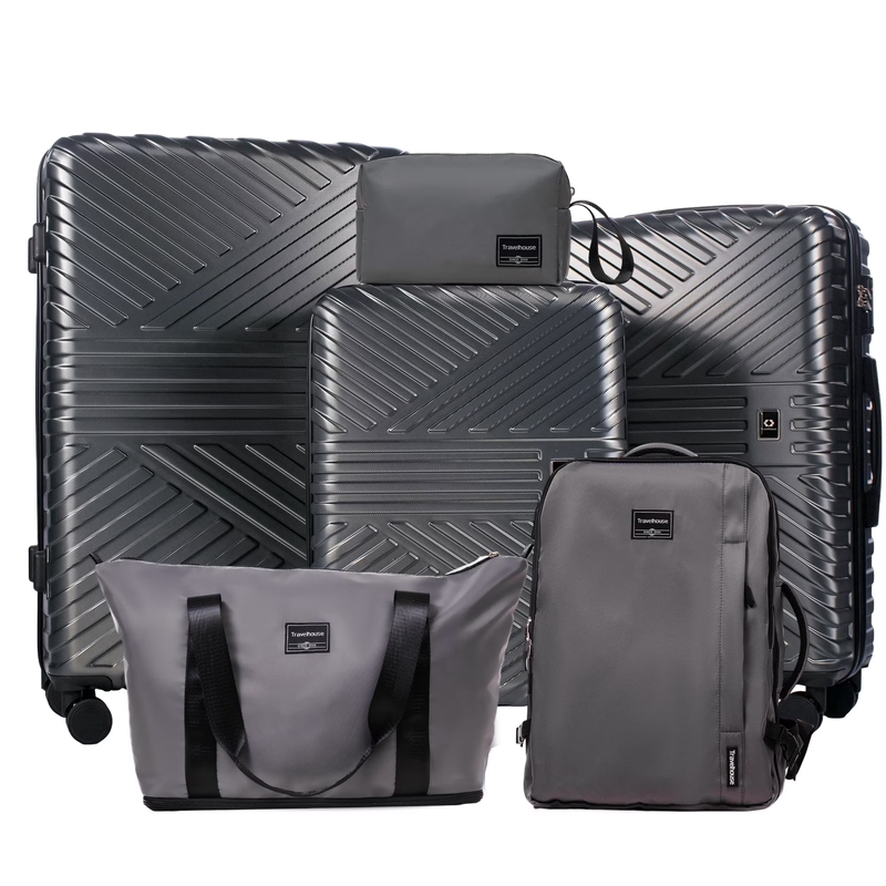 6-Piece Hardshell Luggage Set - Lightweight Suitcase with Carry-On Backpack, Duf0