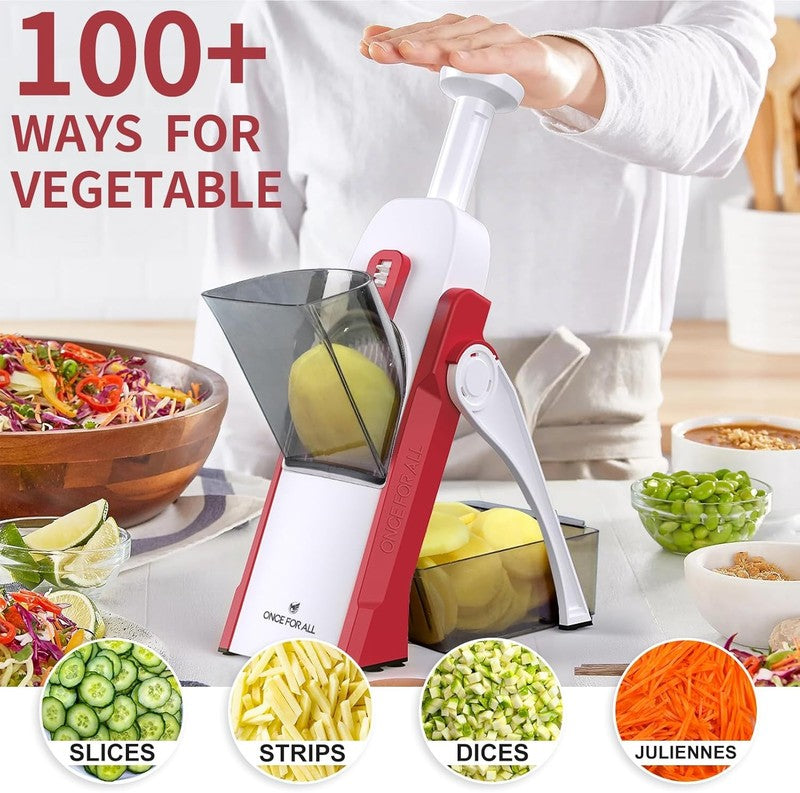 Safe Mandoline Slicer 5 in 1 Vegetable Cutter, Strips Julienne Dicer Adjustable 2