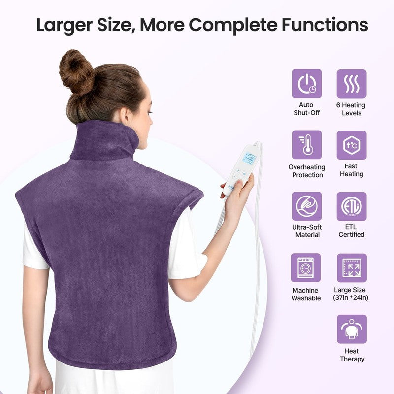 "24X37" Shoulder Heating Pad for Back Pain Relief, Electric Large Heating Pad fo3