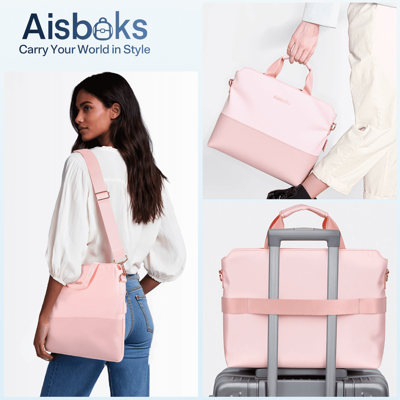 Bolsa Tote para Laptop 13 17 Pulgadas Resistente al Agua Ligera Rosa5