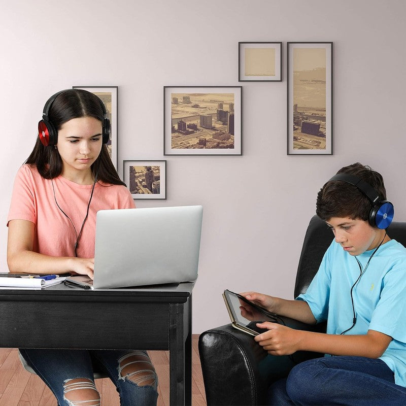 Kids Headphones Bulk 5 Pack, Student on Ear Color Varieties, Comfy Swivel Earpho4
