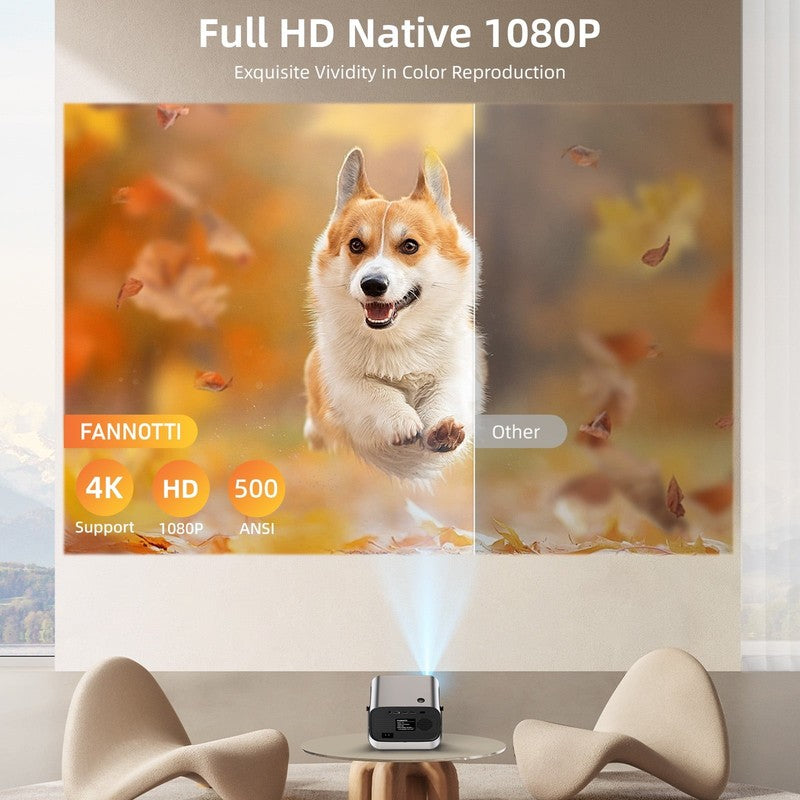 Smart Projector, Native 1080P with 4K Support, Wifi Bluetooth, Auto Focus, Keyst4