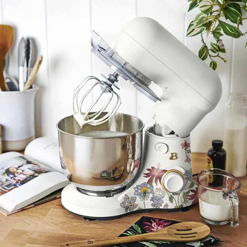 3.5 Qt Stand Mixer Wildflower White Icing w/ Flat Beater Dough Hook & Whisk9