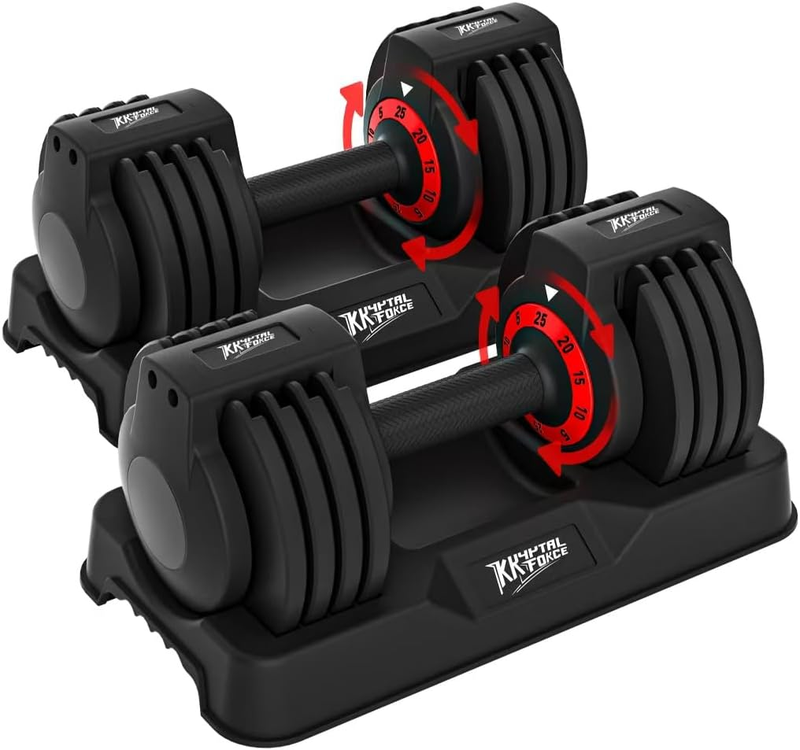 25/55lb Adjustable Dumbbells Set Anti-Slip Metal Handle Full Body Workout9