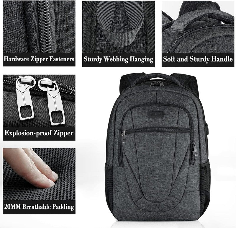 17" Travel Laptop Backpack Extra Large Water-Resistant USB Charging Black4