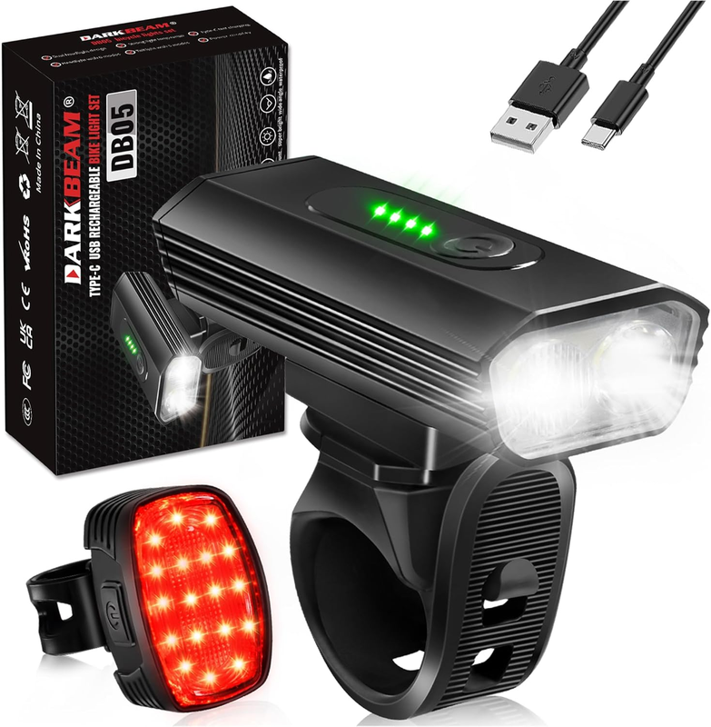4000LM USB-C Rechargeable Bike Headlight & Rear Light Set 6+5 Modes Waterproof10