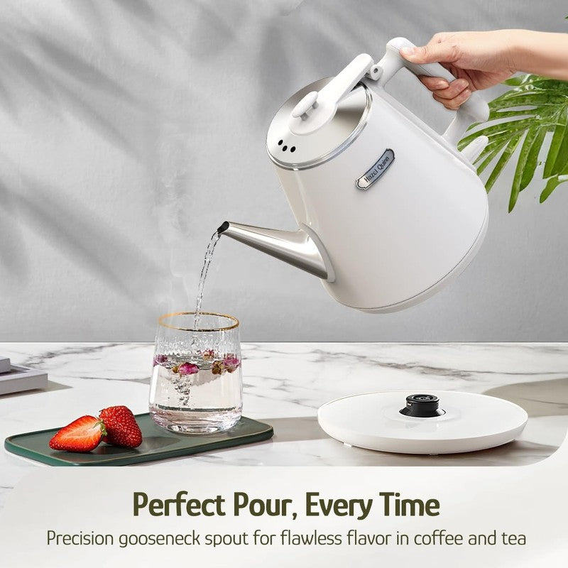 Electric Kettle 1L 800W Stainless Steel Cordless Double Wall Pearl White6