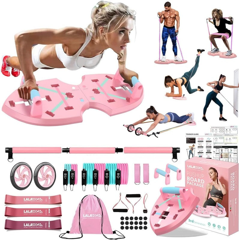 36-in-1 Push Up Board Home Gym w/ Ab Roller Bands Foldable Full Body Training8