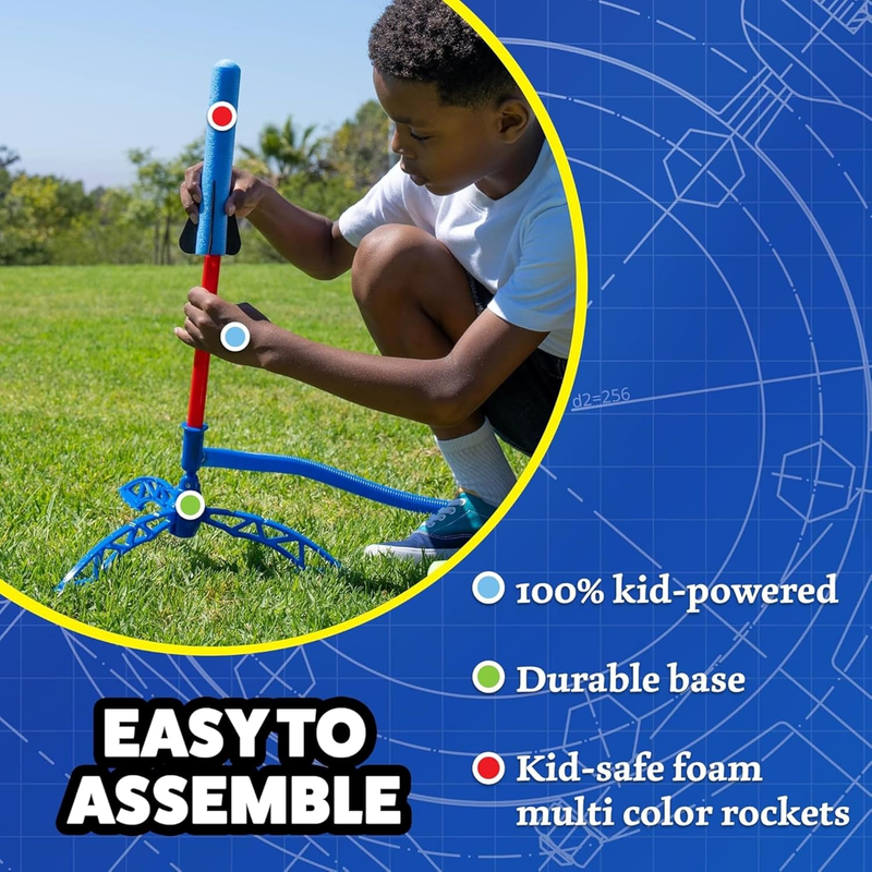 Jr Multi Color Rocket Launcher for Kids, 8 Rockets   Fun Outdoor Kids Gifts for 5