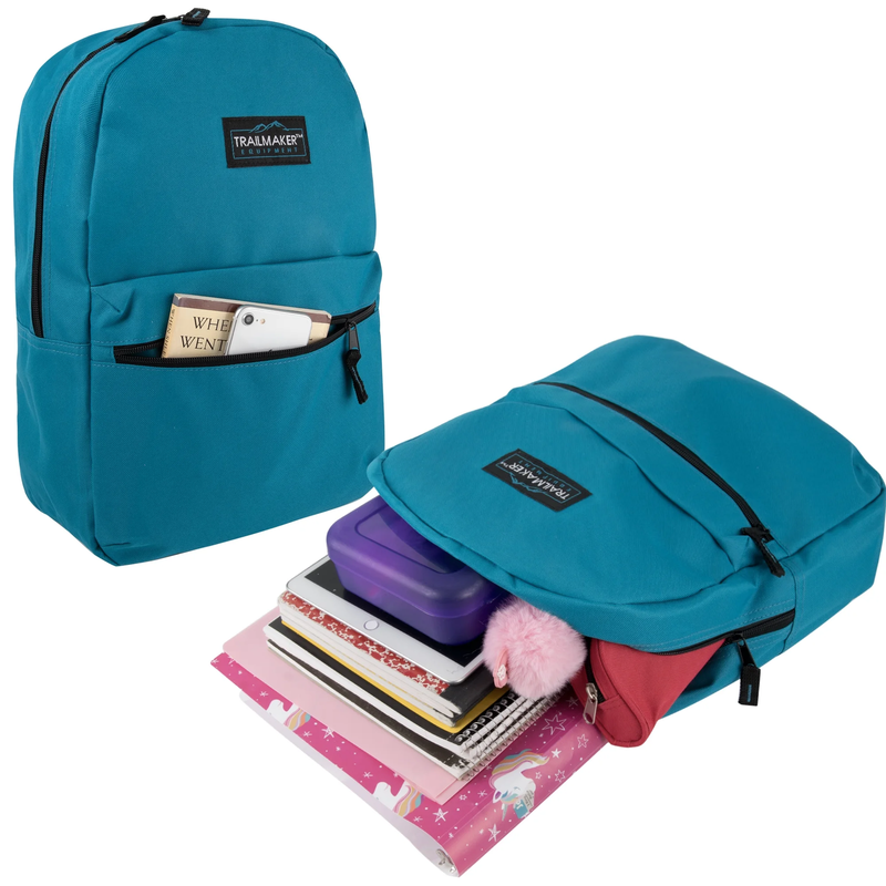 17" Solid Color Backpack Ocean Blue Work Office Travel Bag5