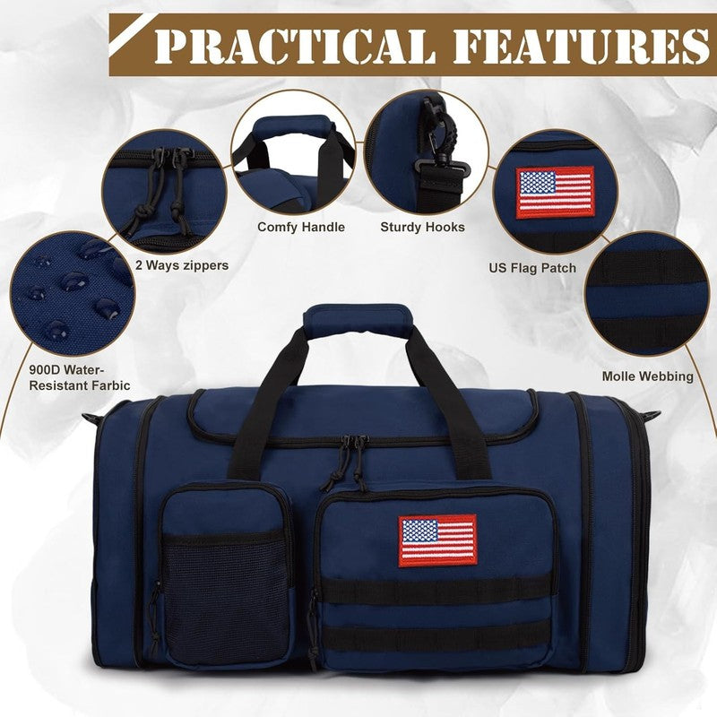 52L Tactical Duffle Bag Expandable Gym Travel Weekender Wet Pocket Carry On4