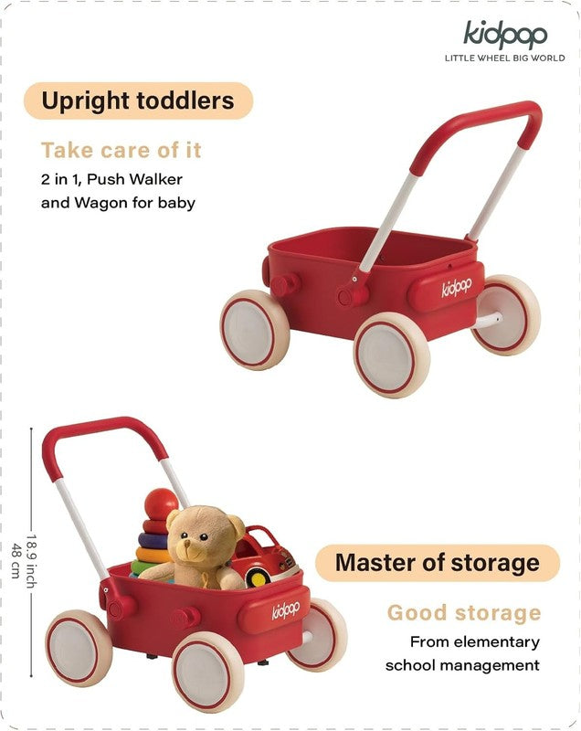 Toddler Push & Pull Wagon Walker 7mo 4yr Birthday Gift Red2
