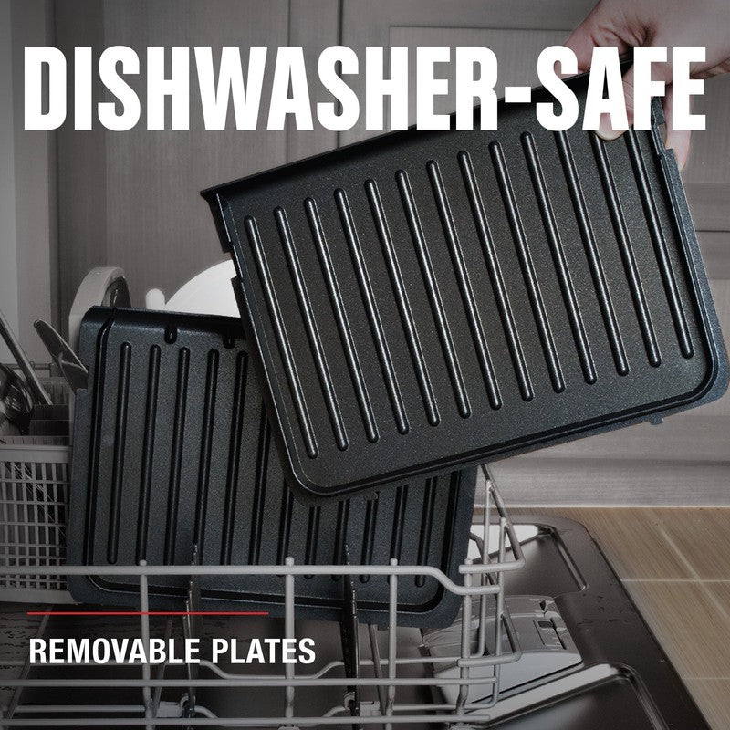 4 Serving Non Stick Removable Dishwasher Safe Plates Grill & Panini Maker7