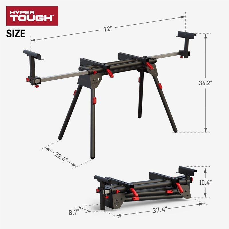 Hyper Stack Heavy Duty Miter Saw Stand 500lb Supports 10ft Boards1