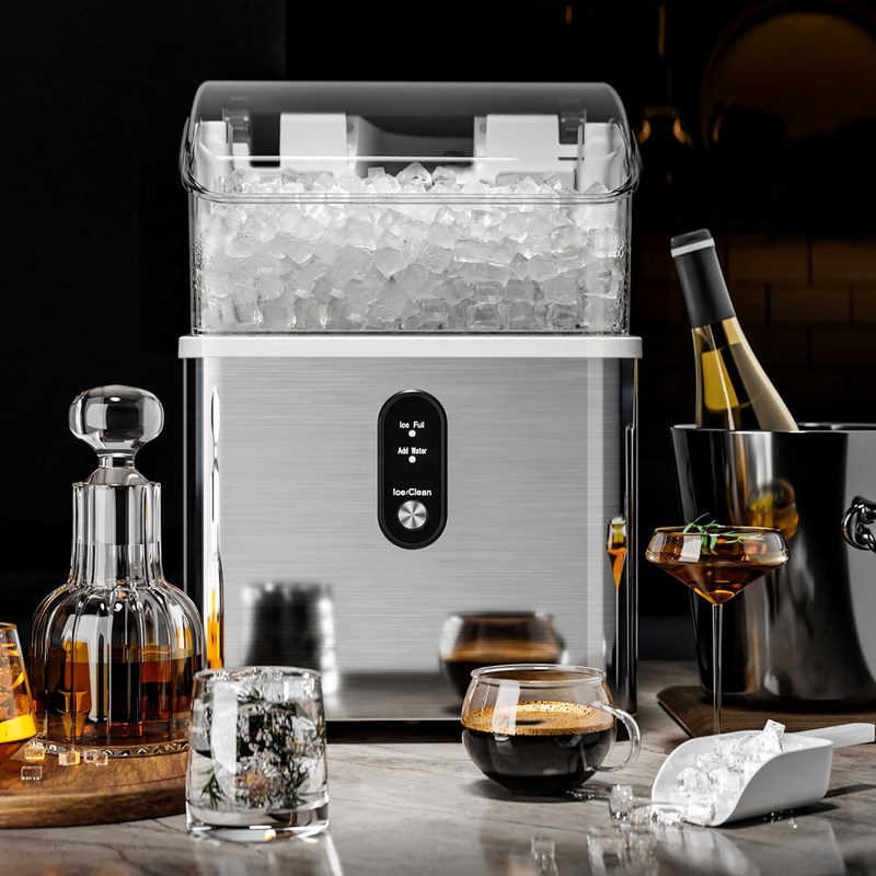 Portable Nugget Ice Maker Countertop, 33 Lbs/Day Pebble Ice Machine with Self-Cl5