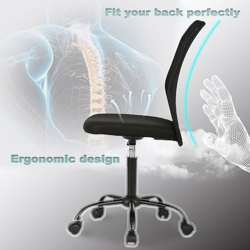 Modern Ergonomic Mesh Office Chair with Lumbar Support   Armless Black Design4