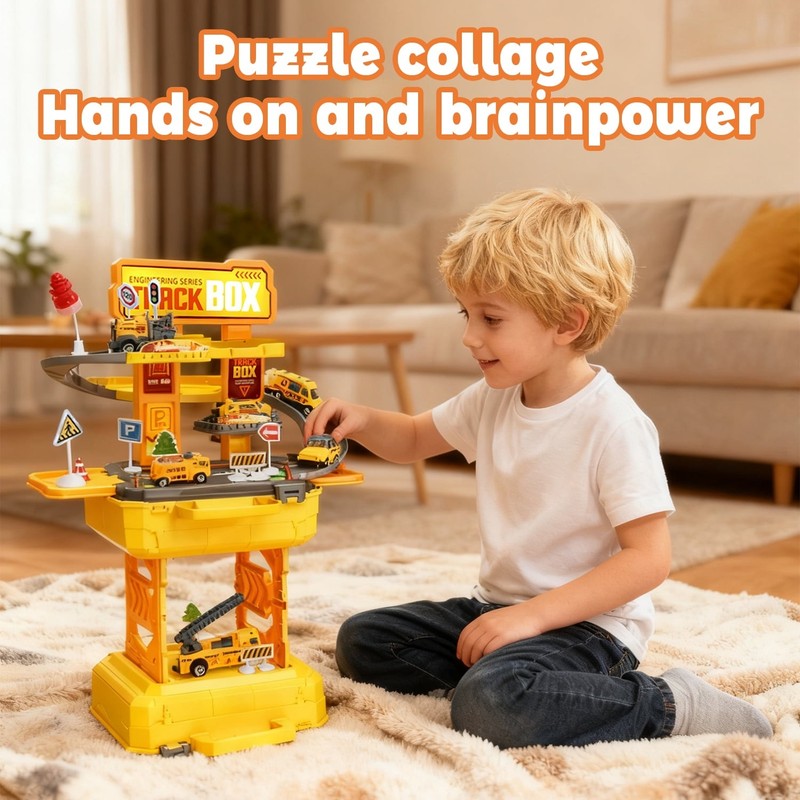 32PCS Engineering Toy Set – Race Track Cars with Storage Box, STEM Learning Gift5