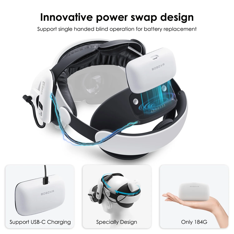 S3 Pro 10000mAh Battery Head Strap Wireless VR Accessory for Meta Quest 3/3S5